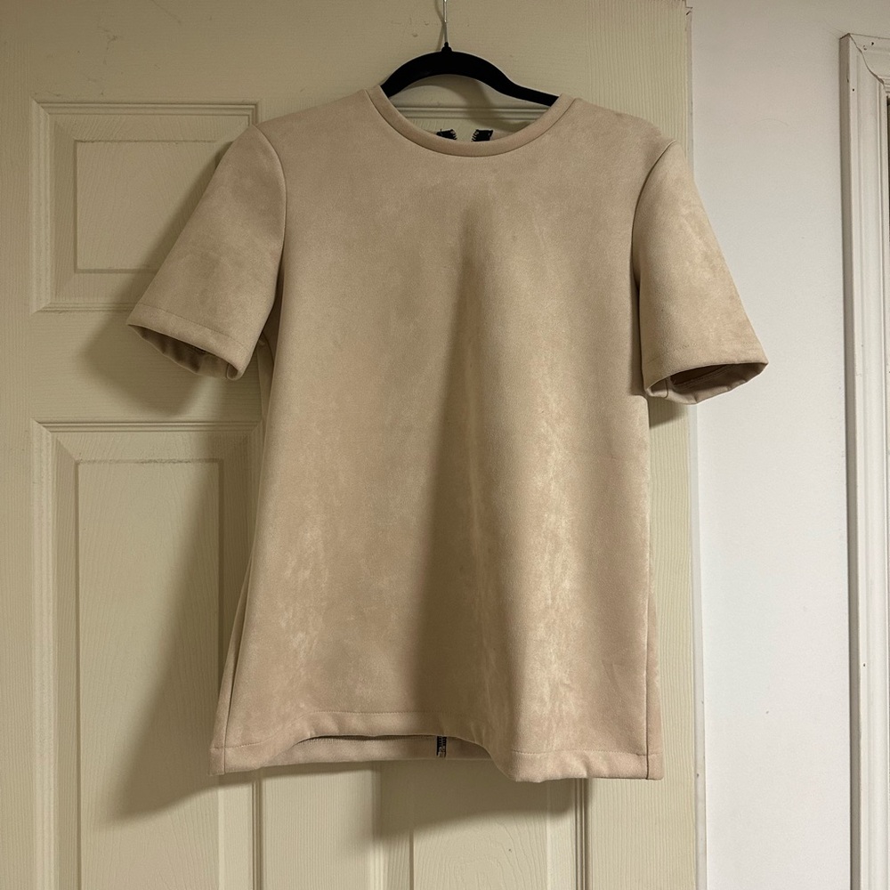 Women Beige Short Sleeve Shirt